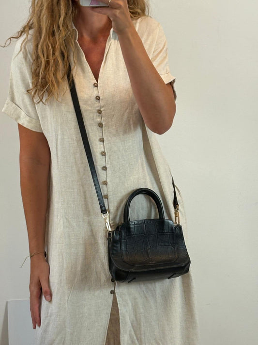 AUXILIARY BEGA. Bolso negro piel