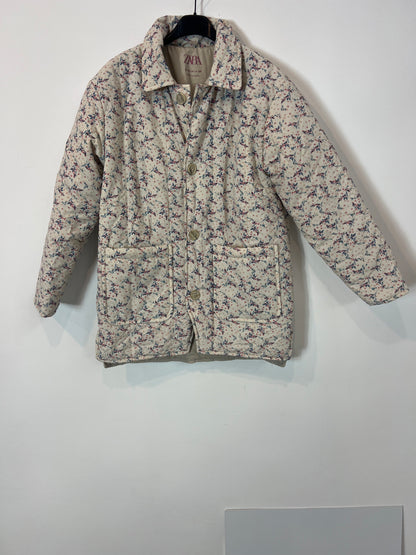 ZARA. parka impermeable flores T.13-14 años