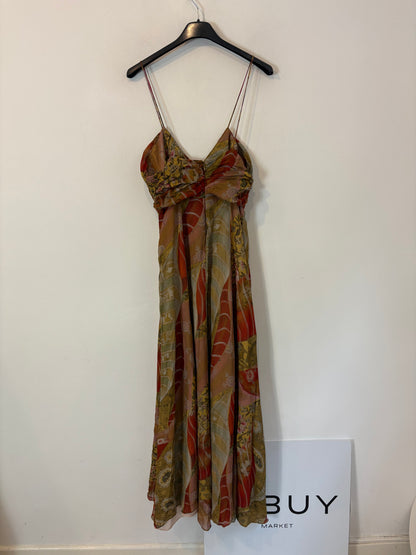 ZARA. Vestido midi vaporoso estamapdo
