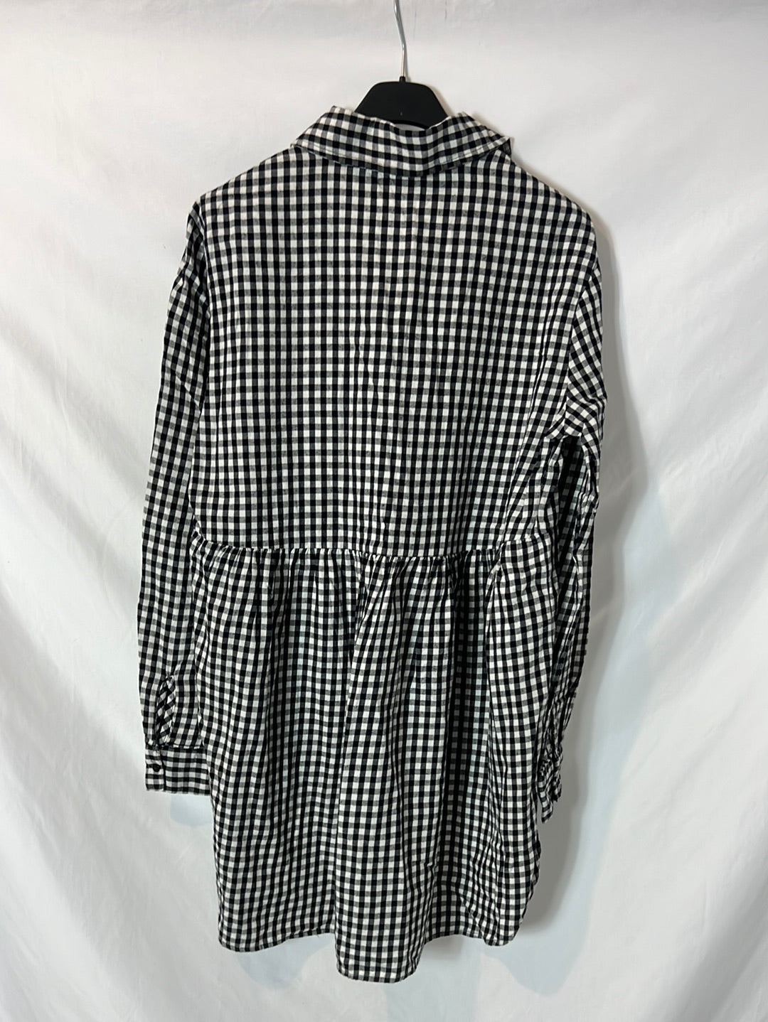 ZARA. Asymmetrical gingham long blouse.TS