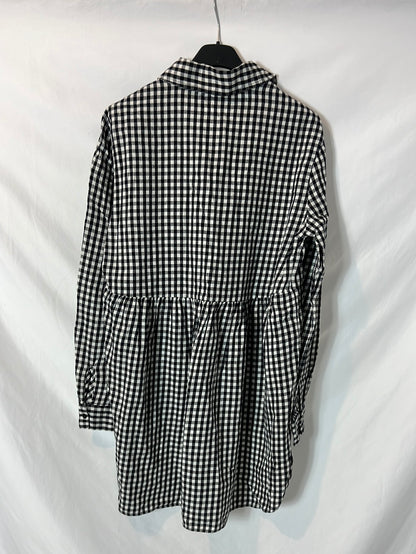 ZARA. Asymmetrical gingham long blouse.TS
