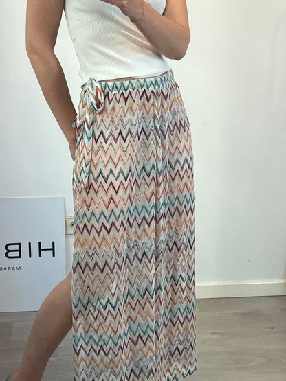 MISSONI. Pantalón zig zag aberturas. T44(s/m)