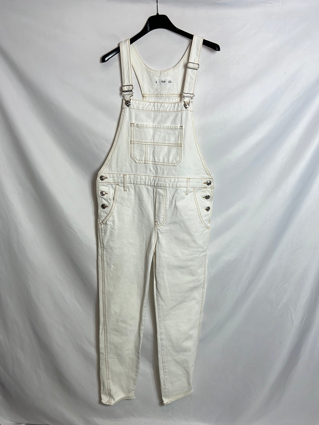 MANGO. Peto vaquero blanco costuras. T XS