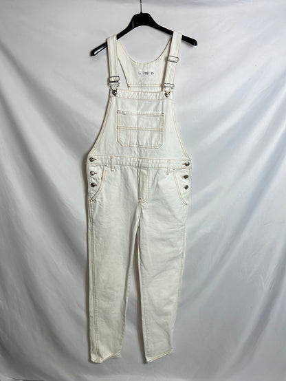 MANGO. Peto vaquero blanco costuras. T XS