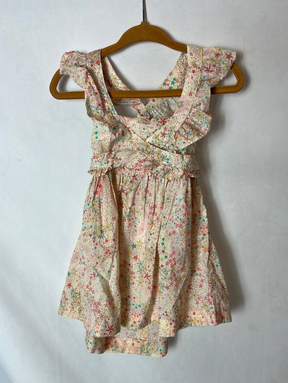 GOCCO. Conjunto vestido estampado colores. T 9-12 meses