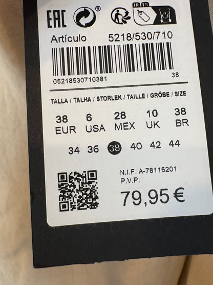 MASSIMO DUTTI. Falda midi beige tablas mezcla