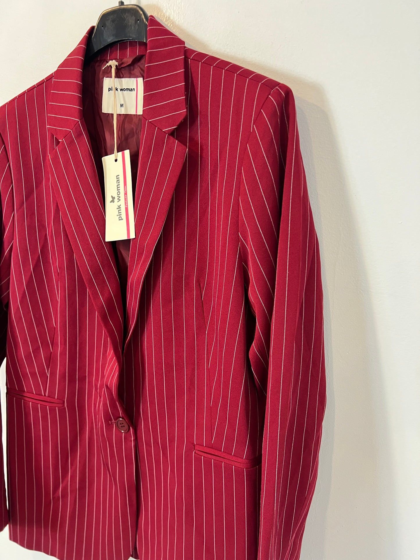 PINK WOMAN. Blazer burdeos raya diplomática. T M