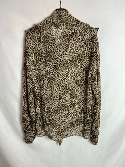 ZARA. Semi-sheer animal print blouse. TM