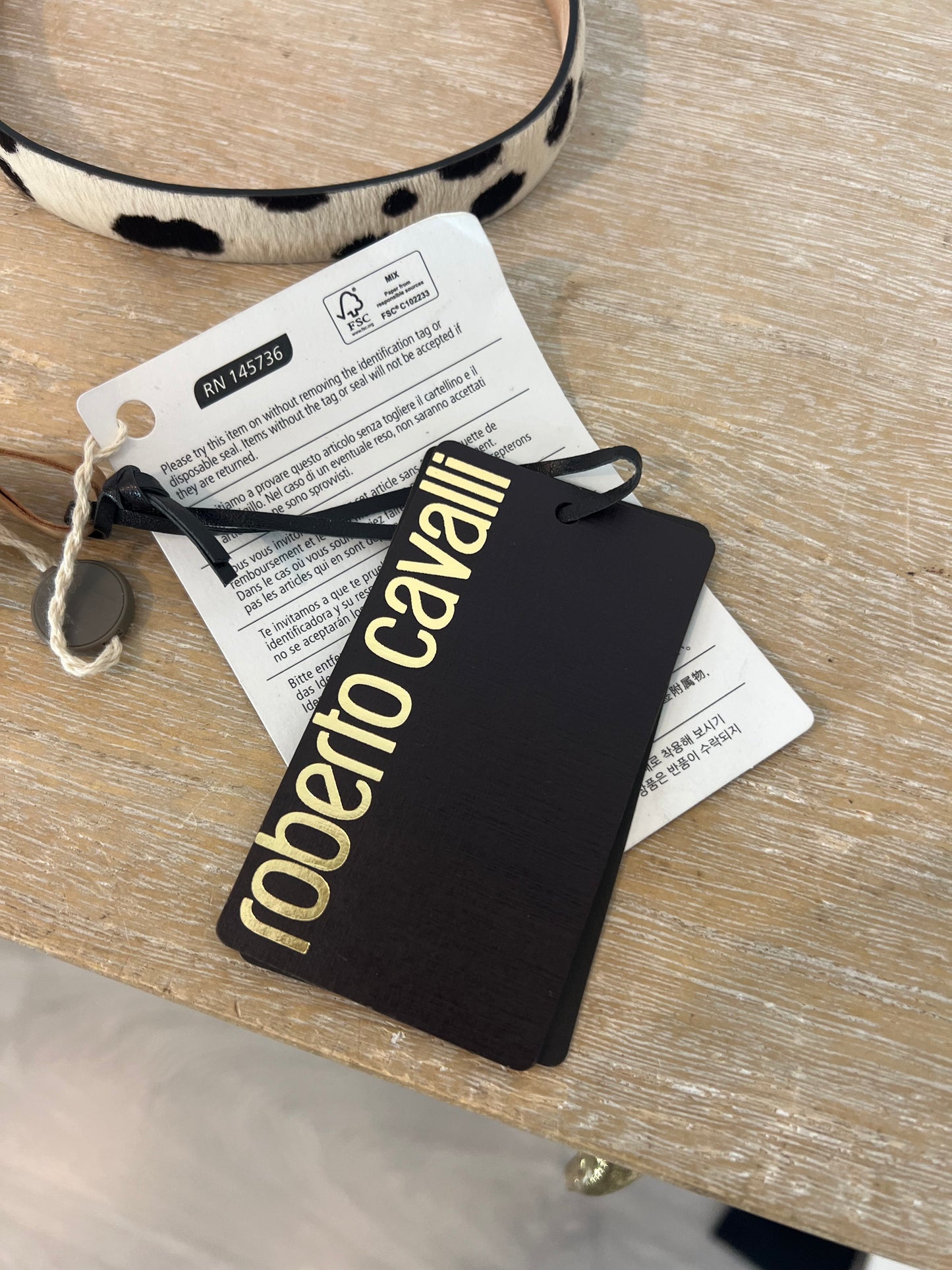 ROBERTO CABALLI. Cinturón animal print T.85