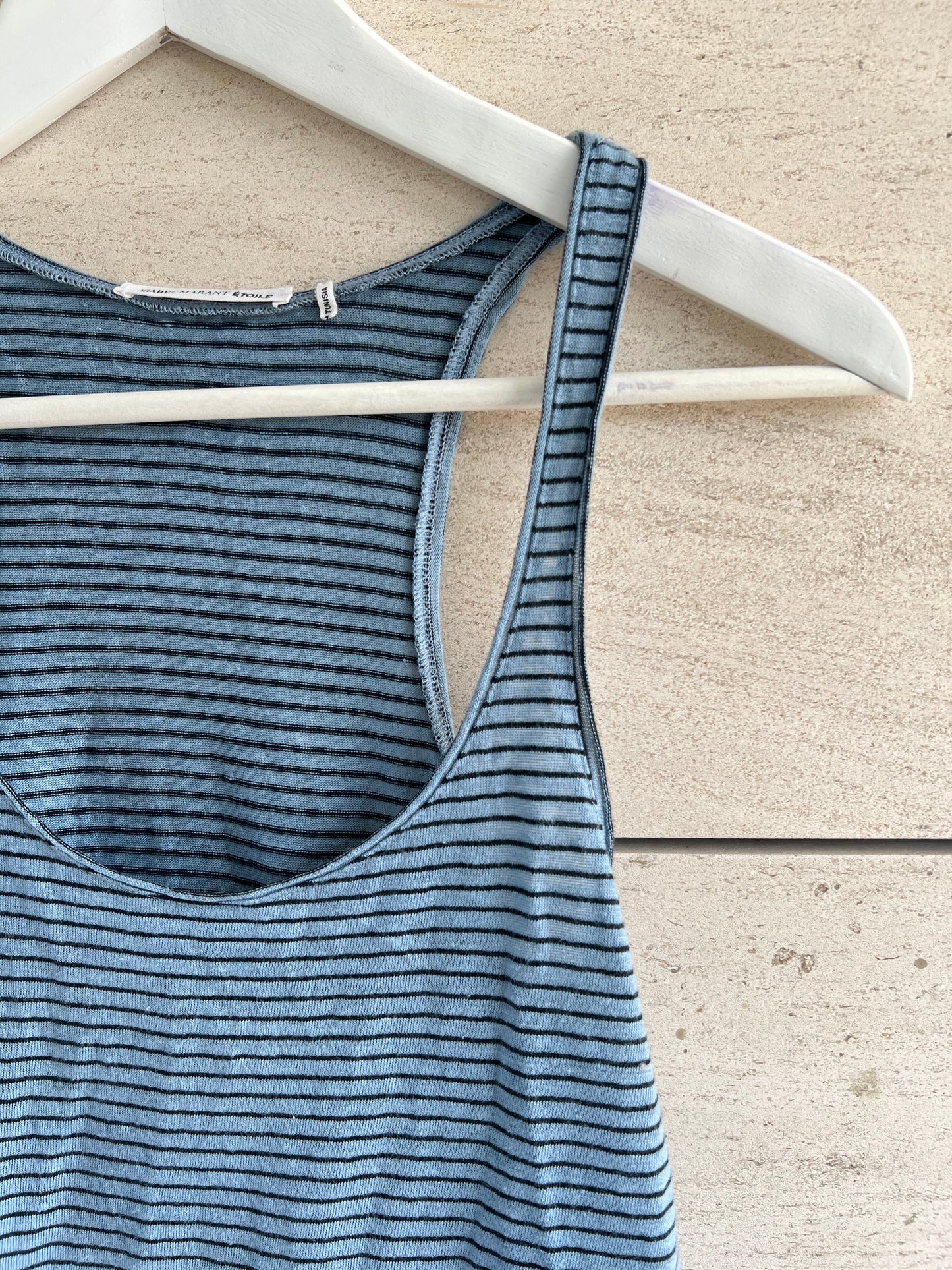 ISABEL MARANT ETOILÉ. Camiseta rayas lino azul T.xs