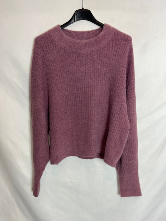 PULL&BEAR. Jersey morado textura. T S