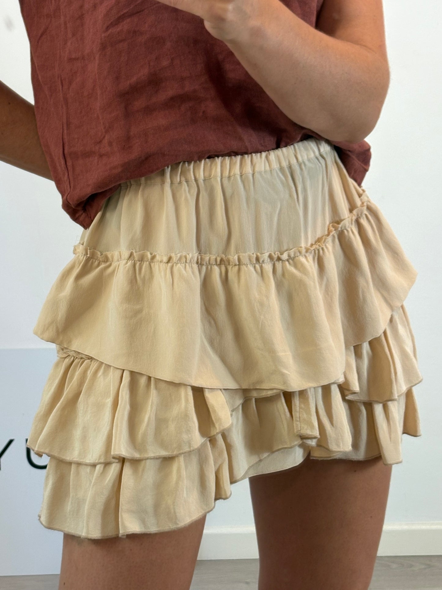 ISABEL MARANT. Falda beige seda. T 0 (XS/S)