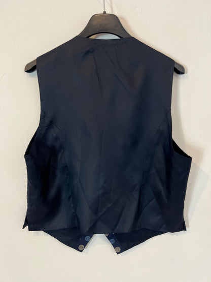 ALTEA MILANO. Chaleco seda  azul dibujos. T M