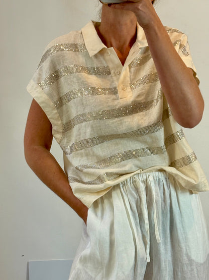 UMO. Blusa lino detalles brillo