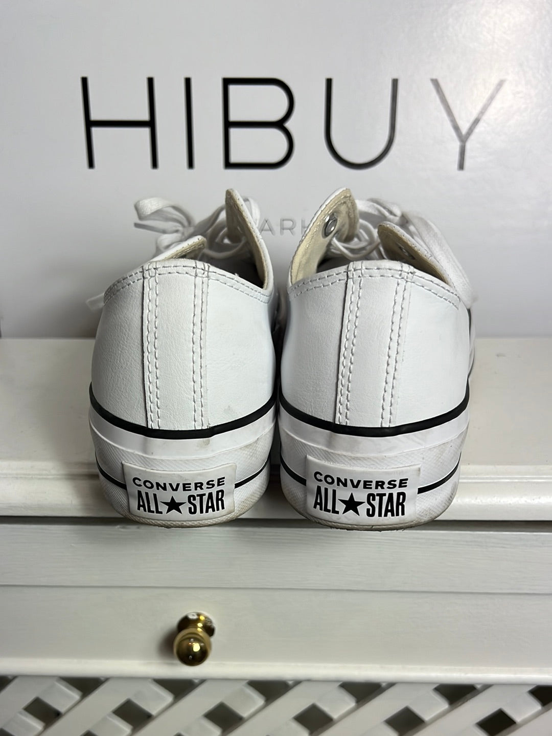 CONVERSE. Zapatillas blancas piel plataforma. T 38 (Tara)