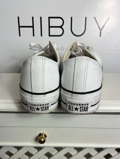 CONVERSE. Zapatillas blancas piel plataforma. T 38 (Tara)
