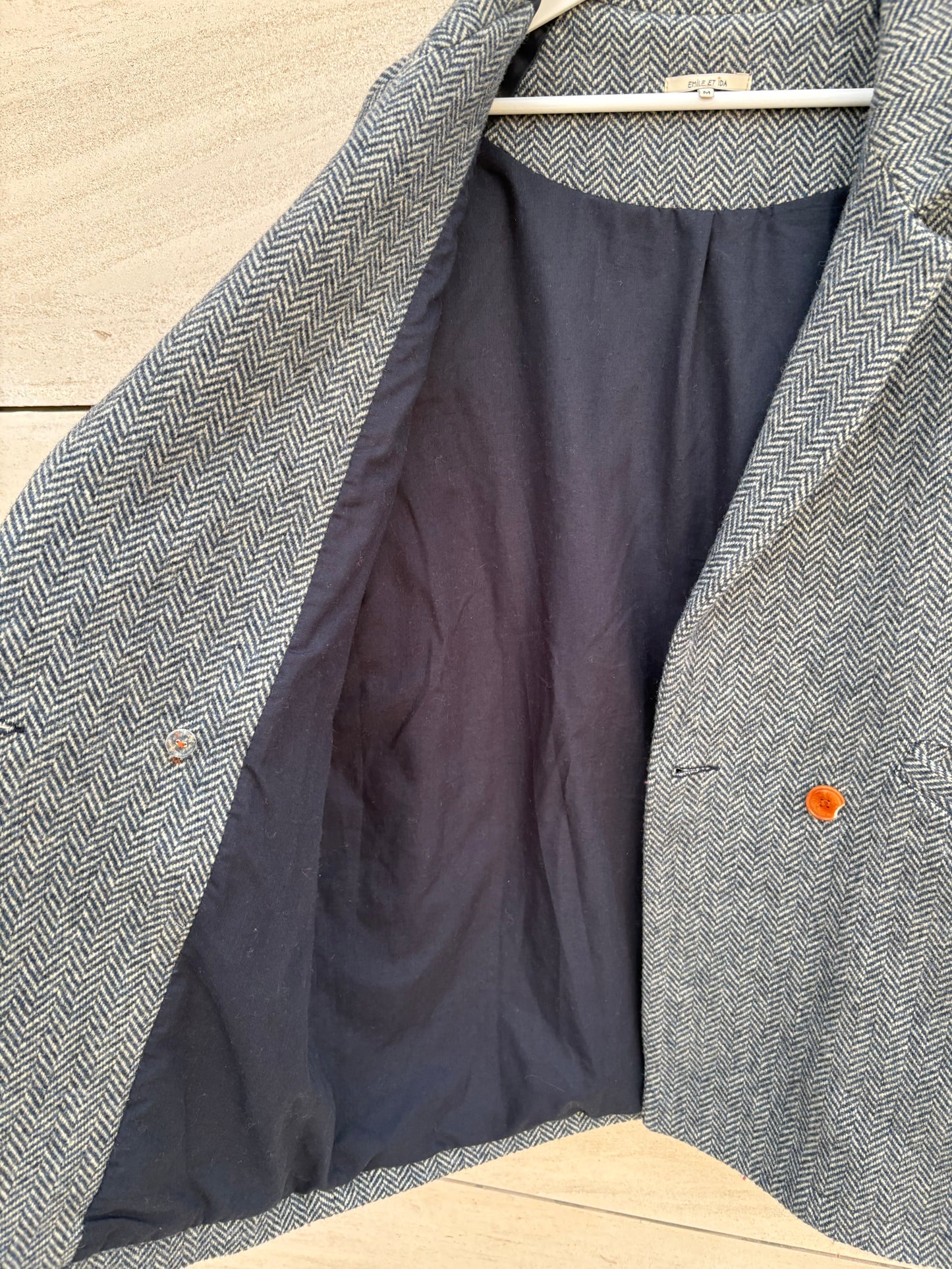 EMILE ET IDA. Chaqueta lana azul espiga