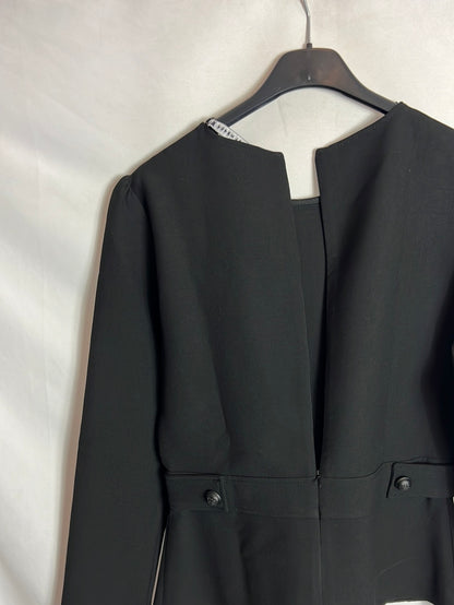 ZARA. Top negro manga larga botones. T L