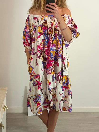 YVES SAINT LAUREN. Printed midi dress TS/M