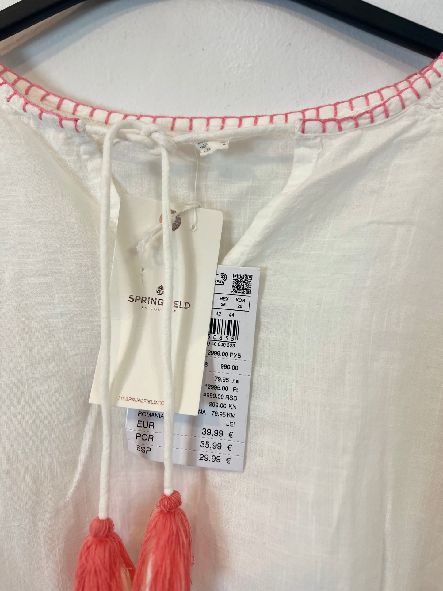 SPRINGFIEL. Embroidered white blouse T.36