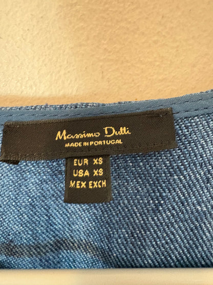 MASSIMO DUTTI. Vestido largo denim lino