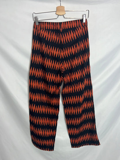 NICOLI. Pantalón culotte estampado naranja. T36