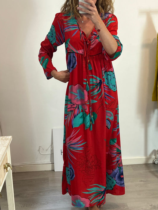 GOLD&SILVER. Vestido largo flores T1(S/M)