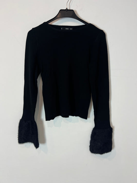 MANGO. Top negro canalé T.xs