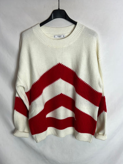 MANGO Beige and red sweater. TM