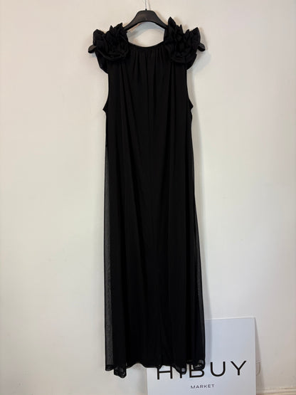 H&amp;M. Black floral shoulder dress Tm