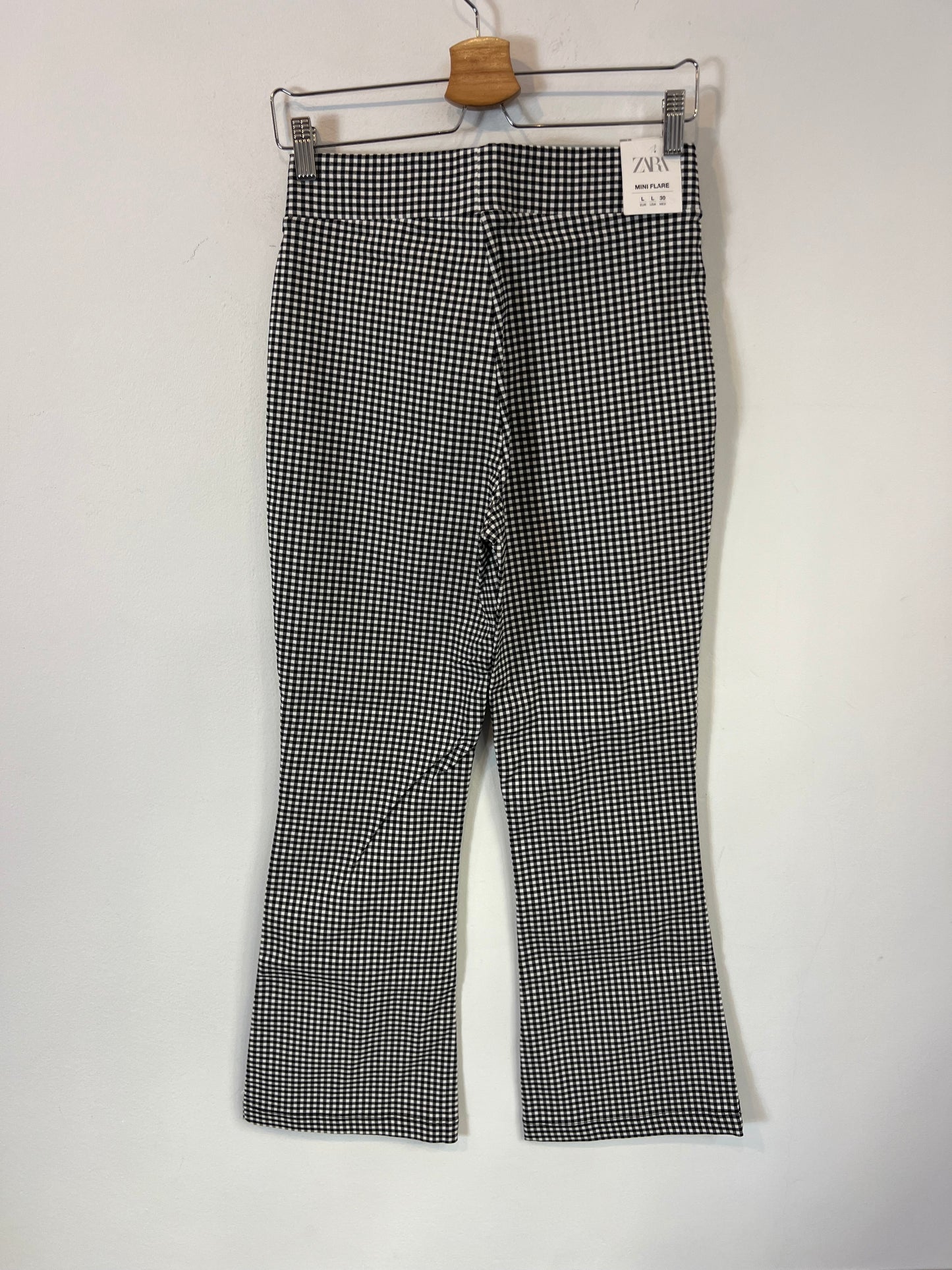 ZARA. Pantalón vichy elástico. T L (M)