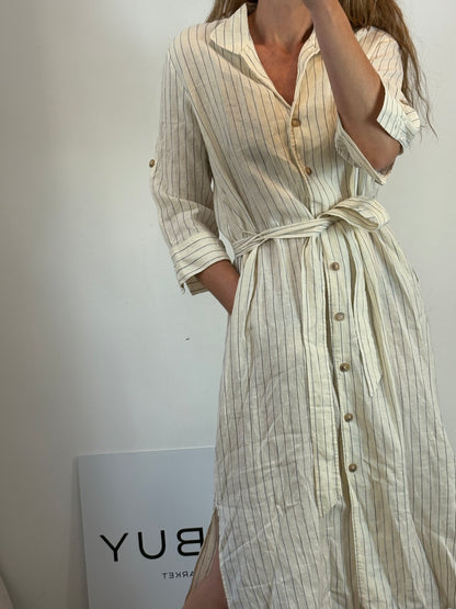 LLOYD'S. Vestido midi rayas lino