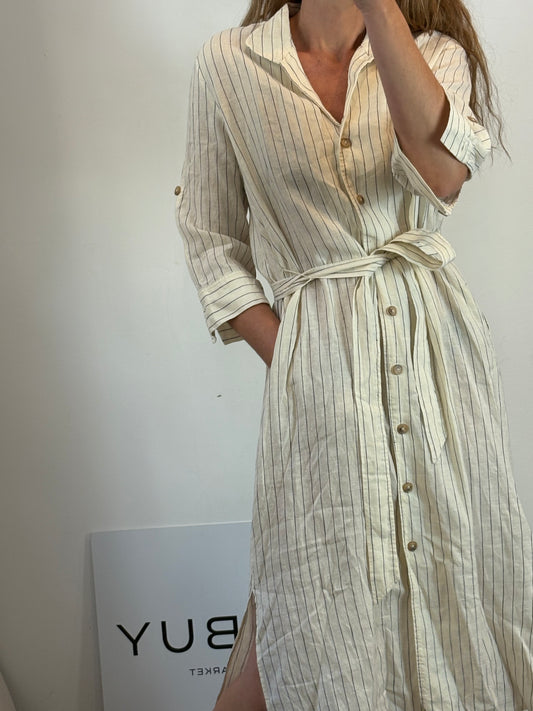 LLOYD'S. Vestido midi rayas lino