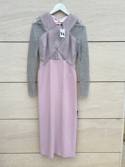 VICTORIA COLECCIÓN. Vestido rosa empolvado y gris