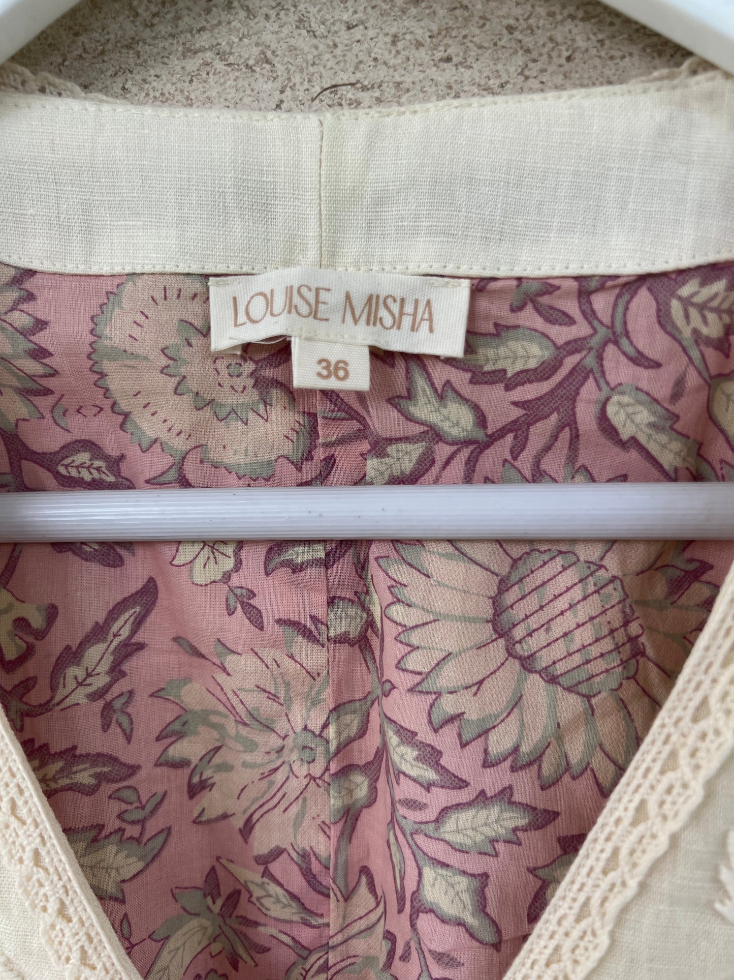 LOUISE MISHA. Beige embroidered vest, size 36