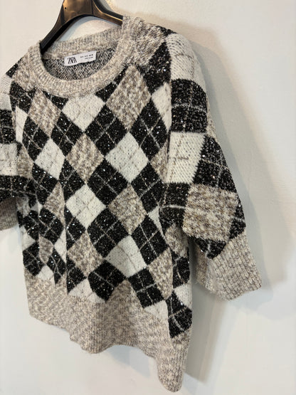 ZARA. Top punto rombos lentejuelas