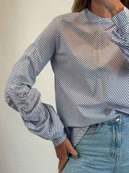 SILVIA TCHERASSI. Blusa rayas detalle mangas. T M