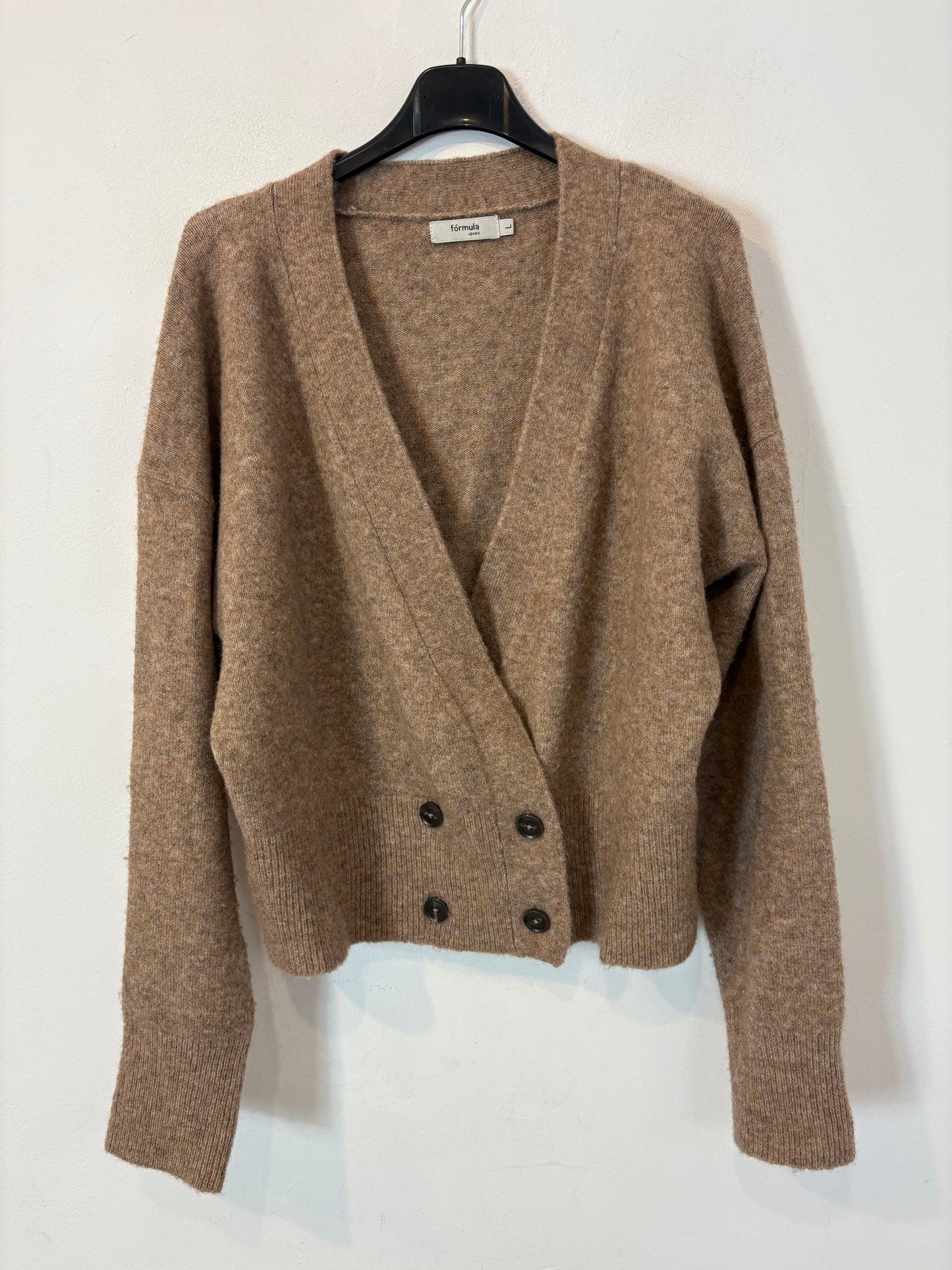 Chaqueta beige jaspeada con lana