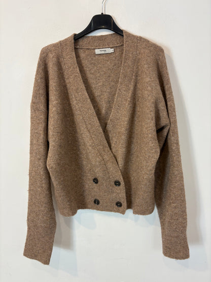 Chaqueta beige jaspeada con lana