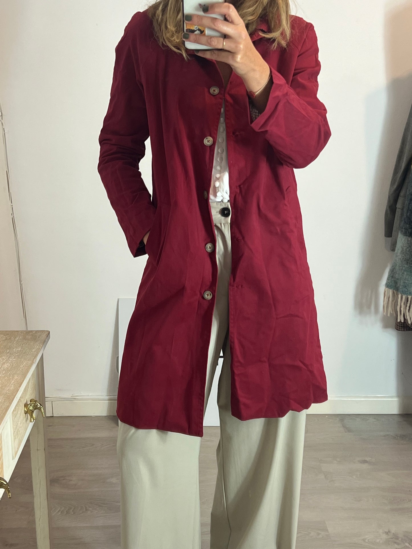 OTHERS. Burgundy parka/trench coat Yours