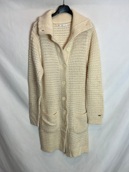 TOMMY HILFIGER. Long beige knit jacket. TL