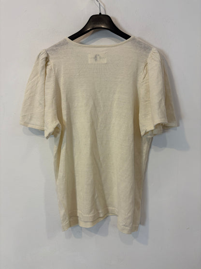 DES PETITS HAUTS. Top lino color crudo