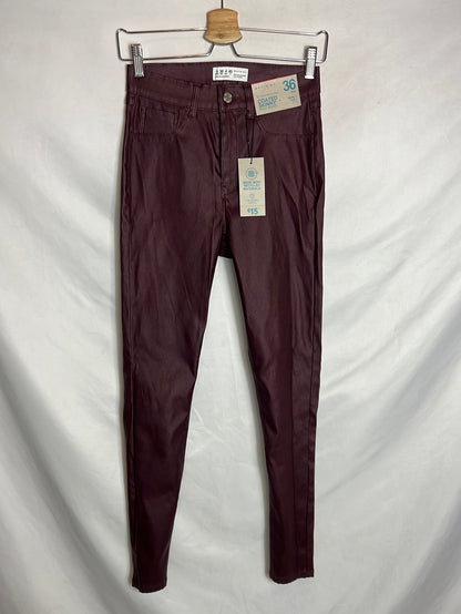 PRIMARK. Waxed burgundy trousers size 36