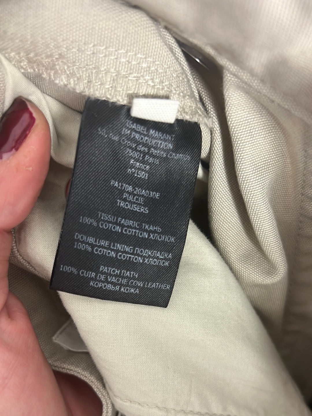 ISABEL MARANT ETOILE. Green trousers with stud details. Size 34