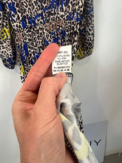 OTRAS. Vestido largo plisado animal print TU(S)