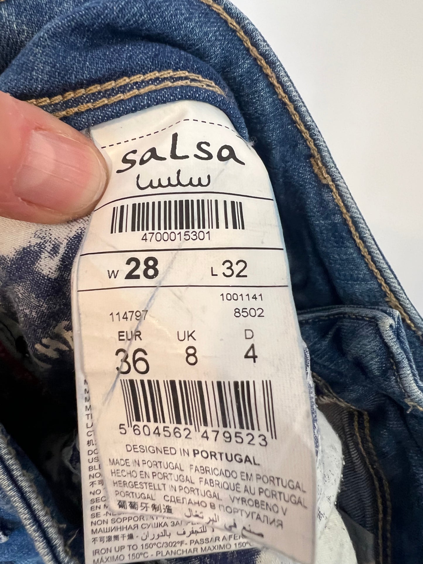 SALSA. Distressed skinny denim. Size 36