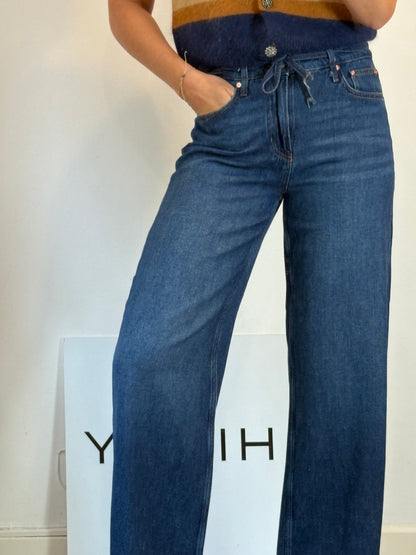 ZARA. Denim pata ancha cinturón