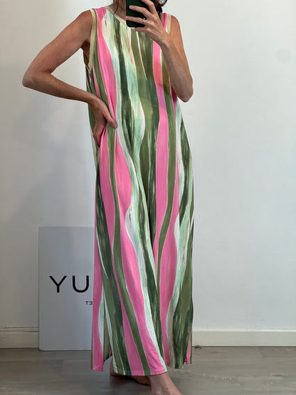 OTRAS. Vestido largo estampado rosa y verde TU(s/m)