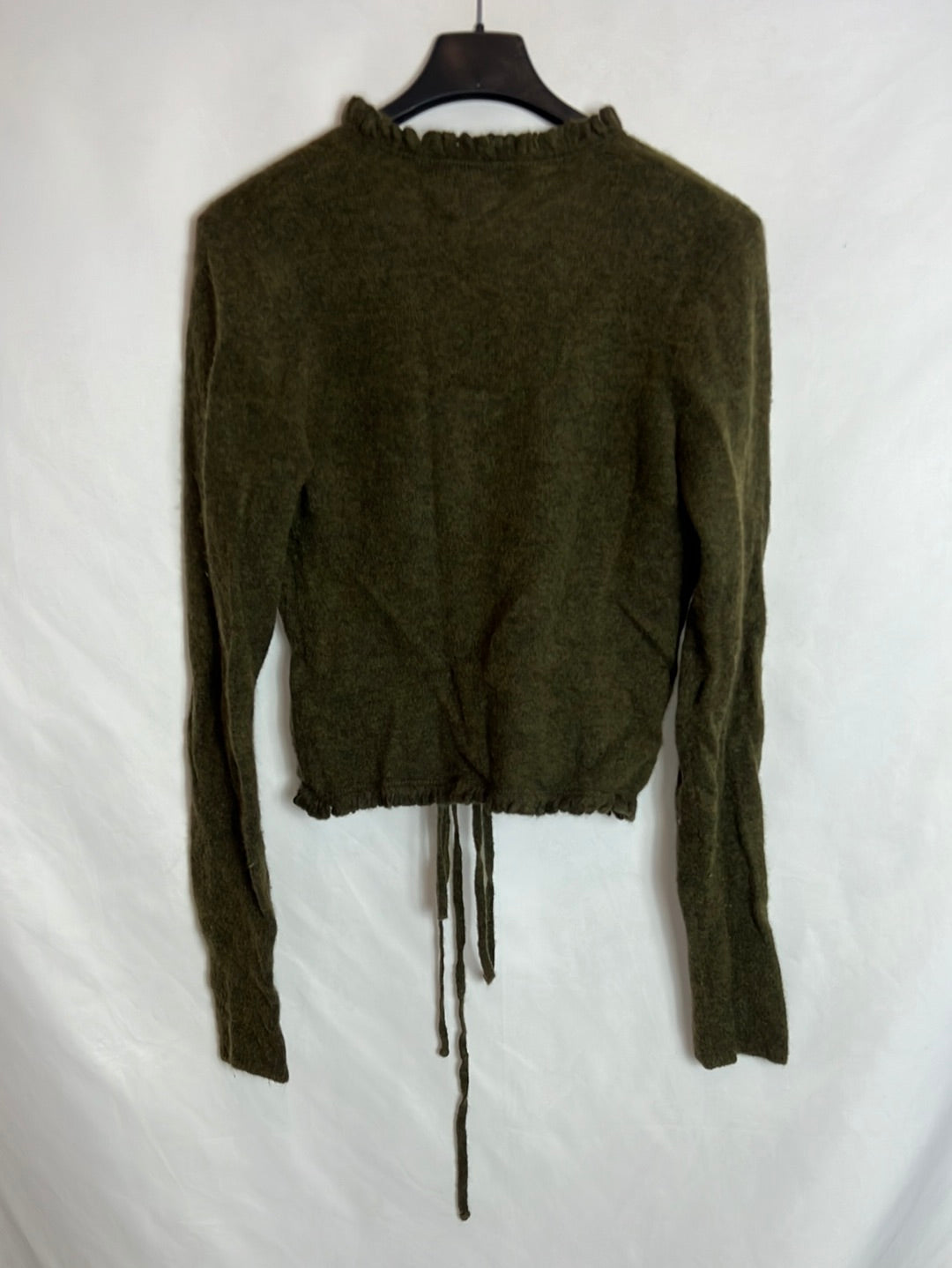 BENETTON. Rebeca verde jaspeada nudo. T S