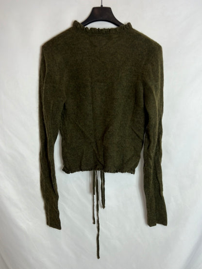 BENETTON. Rebeca verde jaspeada nudo. T S